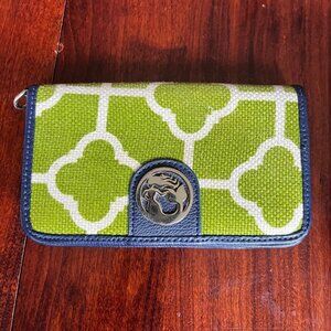 Spartina 449 Green & Blue Canvas Wallet With Multiple‎ Card Slots And ID Window